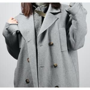 Barneys New York x Forever 21 Gray Wool Double Breasted Women's Coat Size XL